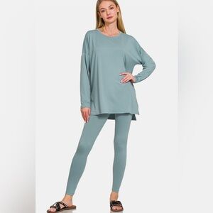 Zenana Full Size Brushed Microfiber Top and Leggings Lounge Set